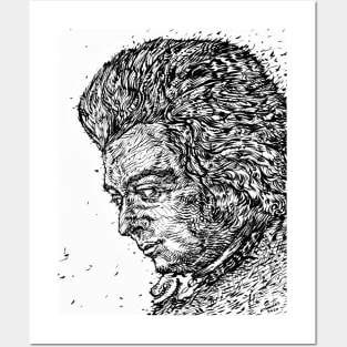 WOLFGANG AMADEUS MOZART ink portrait.1 Posters and Art